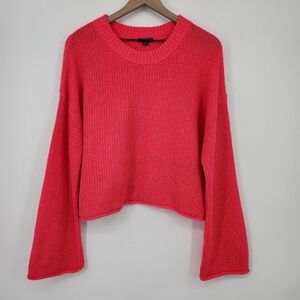 Wild Fable Womens Cropped Sweater Size XL Neon Pink Wide Sleeves Maximalist Punk